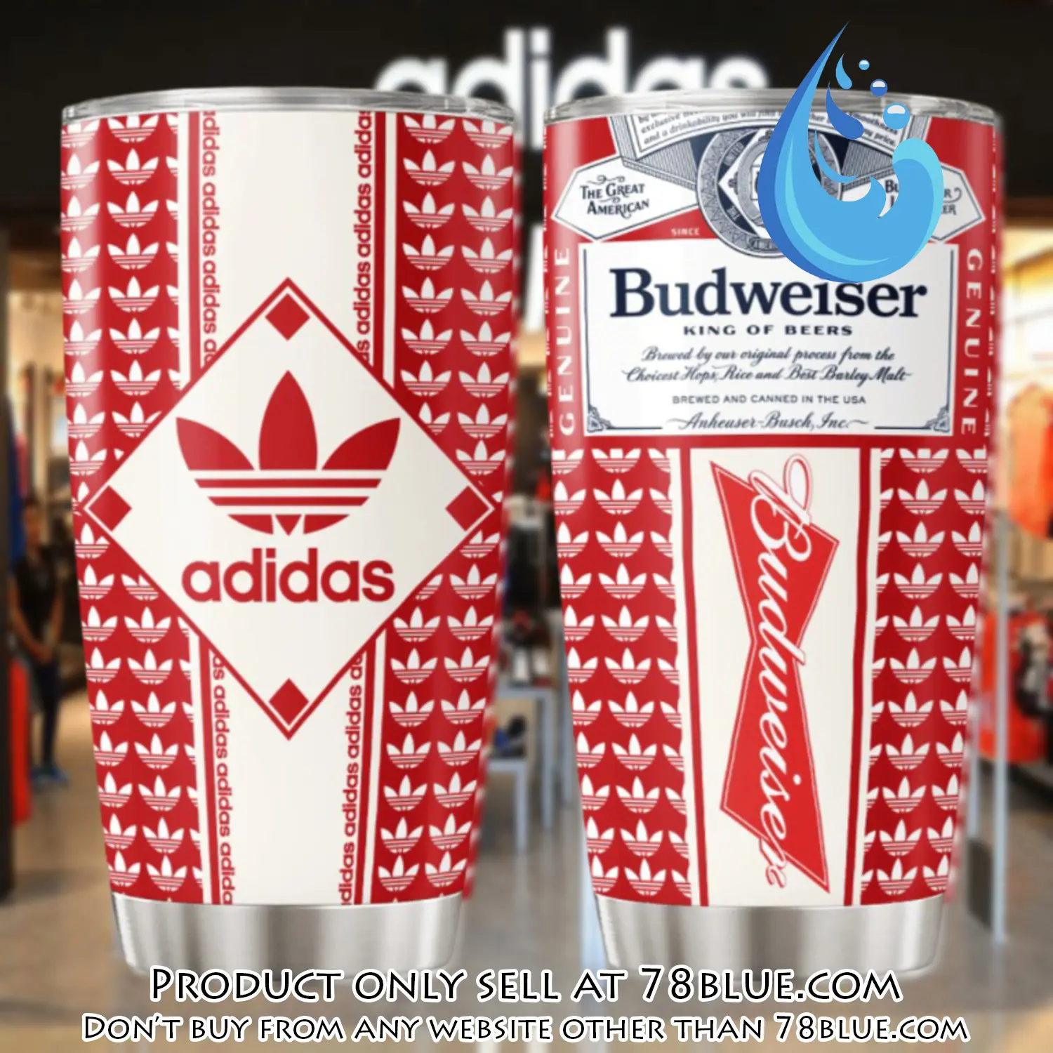 Adidas budweiser stainless steel tumbler 20oz30oz 78b1137059